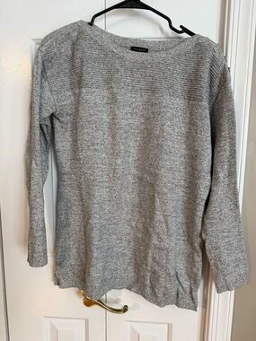 Talbots Light Marled Gray Crewneck Knit Sweater